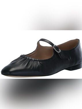 Sam Edelman Black Leather Mary Jane Flat with Buckle Detail